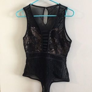 Black shear lingerie bodysuit